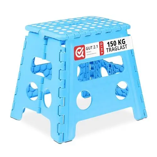 Produktbild: Relaxdays Klapphocker faltbar, Camping Hocker, Kinder Badhocker, bis 150 kg, Kunststoff, HxBxT: 30 x 37 x 29 cm, blau