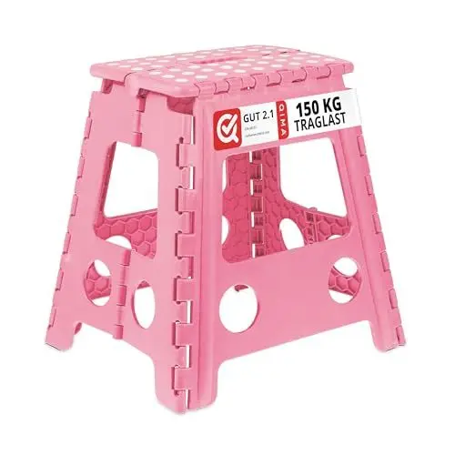 Produktbild: Relaxdays Klapphocker faltbar, Camping Hocker, großer Badhocker, bis 150 kg, Kunststoff, HxBxT: 39 x 39 x 32 cm, pink