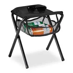 Produktbild: Relaxdays Klapphocker, mit Tasche, bis 120 kg belastbar, faltbar, leicht, Campinghocker HBT: 39 x 29 x 35 cm, schwarz