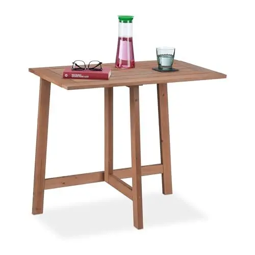 Produktbild: Relaxdays Klapptisch, Holz, Terrassentisch rechteckig, Outdoor, Balkon & Garten, Wandklapptisch, HBT: 73x80x50 cm, braun