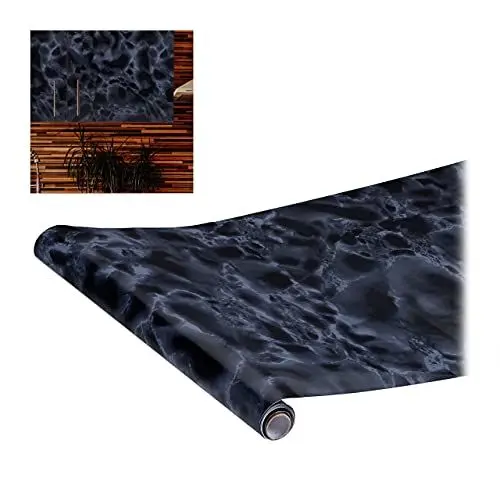 Produktbild: Relaxdays Klebefolie, DIYs, Renovierungen, Möbel & Küche, Dekofolie selbstklebend, Marmoroptik, PVC, 45x200 cm, schwarz, 10029536_530