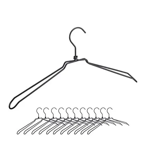 Produktbild: Relaxdays Kleiderbügel, 12er Set, für Hemden, Jacken & Blusen, Industrie Design, Metall, 45 cm breit, Bügel, schwarz