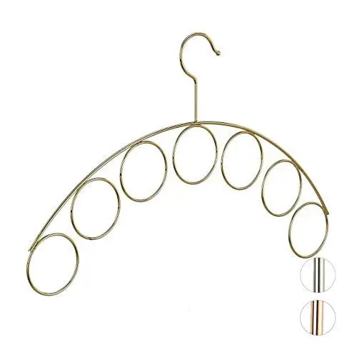 Produktbild: Relaxdays Kleiderbügel, Schalhalter, edles Design, Bügel für Bluse, Schal, Tuch, Accessoires, 3 mm dünn, Metall, gold