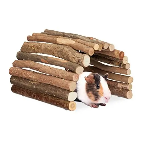 Produktbild: Relaxdays Nagerbrücke Holz, 30 x 50 cm, Käfig Zubehör Kaninchen & Meerschweinchen, biegbar, Holzbrücke Nager, Natur