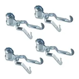 Produktbild: Relaxdays Klemmhaken Camping, 4er Set, Haken für Zeltstangen, bis 25 mm, Metall, Zelt Kleiderhaken zum Klemmen, silber