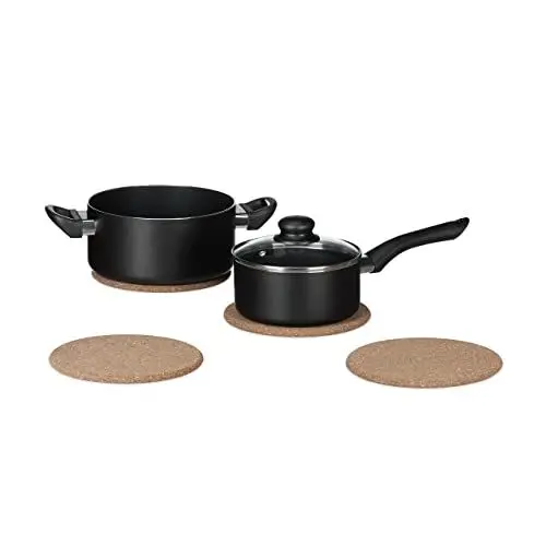 Produktbild: Relaxdays Korkuntersetzer 4er Set, Unterlage für Töpfe & Pfannen, Tischuntersetzer rund, hitzebeständig, 19 cm Ø, Natur