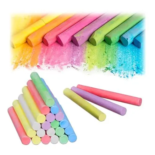 Produktbild: Relaxdays Kreide, 144er Set, Malkreide für Straße & Tafel, HxD: 8 x 0,9 cm, ungiftige Straßenmalkreide in 6 Farben, bunt