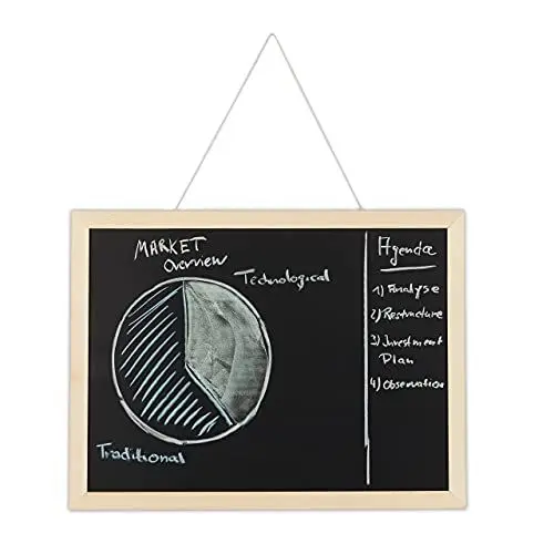 Produktbild: Relaxdays Kreidetafel mit Holzrahmen, abwischbare Tafel, Büro Memoboard, Wandtafel zum Aufhängen, 30 x 40 cm, schwarz 10025640 929