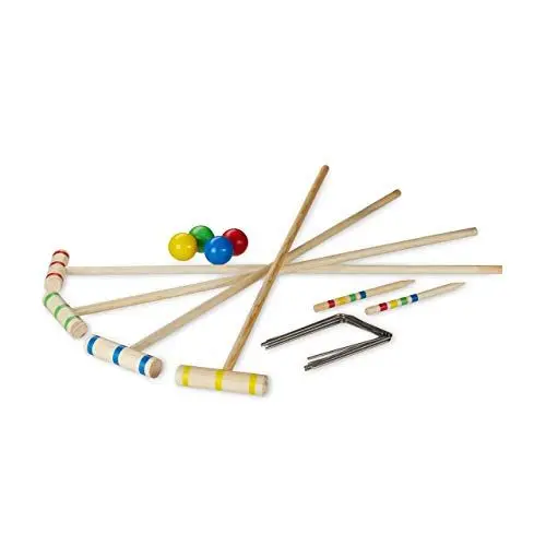 Produktbild: Relaxdays Krocket Spiel, 4 Spieler Kinder Erwachsene Komplettset mit Tasche Croquet Set Holz S, natur, EU