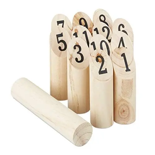 Produktbild: Relaxdays Kubb Wikingerspiel, skandinavisches Wurfspiel, Holz, mit Tasche, Outdoorspiel für Erwachsene & Kinder, natur