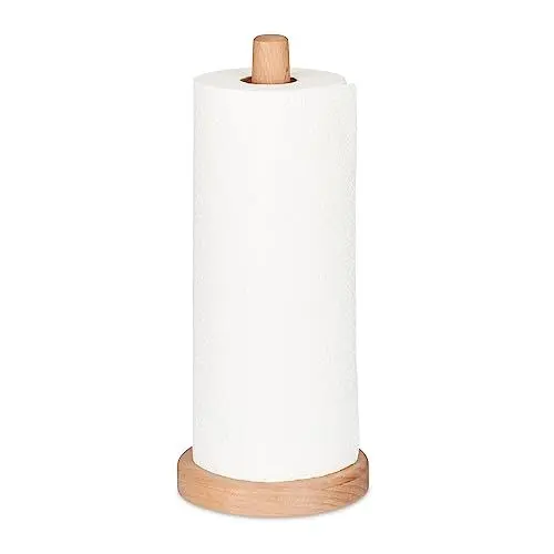 Produktbild: Relaxdays Küchenrollenhalter stehend, Buchenholz, Rollenhalter für Küche, H x D: 31 x 13 cm, Küchenrollenständer, Natur