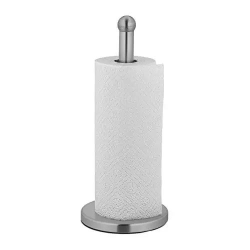 Produktbild: Relaxdays Küchenrollenhalter stehend, Edelstahl, Papierrollenhalter für die Küche, HxD: 35 x 15 cm, Rollenhalter, Silber