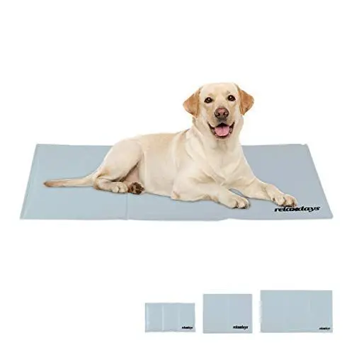 Produktbild: Relaxdays Kühlmatte Hund, selbstkühlend, abwischbar, robust, mit Gel, Kühldecke für Tiere, Kältedecke 60 x 100 cm, grau