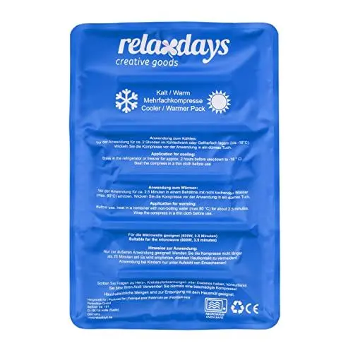 Produktbild: Relaxdays Kühlpad, Kalt Warm Kompresse, 25 x 36 cm, Kühlpack Gel, Erste Hilfe, wiederverwendbare Gelkühlkompresse, blau