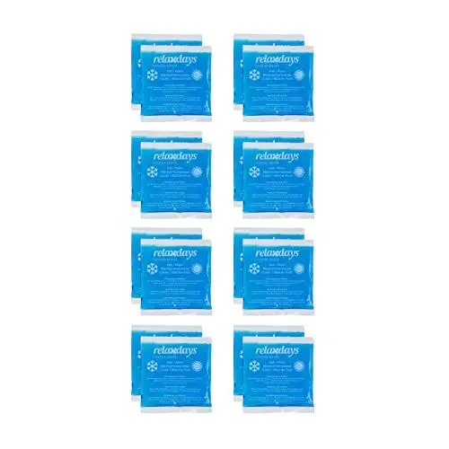Produktbild: Relaxdays Kühlpads, 16er Set, Kalt-Warm-Kompressen, 14 x 13 cm, Erste Hilfe, wiederverwendbare Gelkühlkompressen, blau