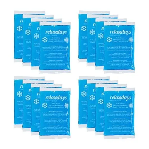 Produktbild: Relaxdays Kühlpads, 16er Set, Kalt-Warm-Kompressen, 9 x 15 cm, Kühlpacks Gel, Wiederverwendbare Gelkühlkompressen, blau