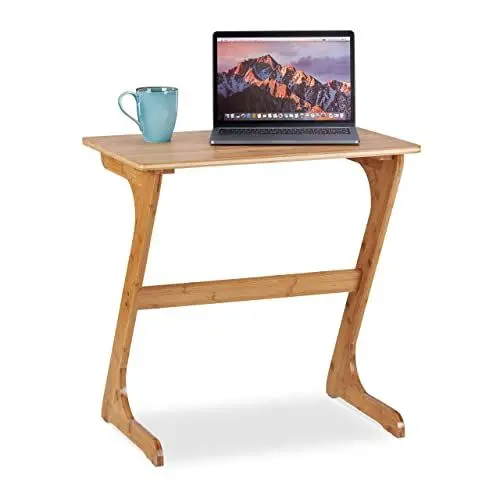 Produktbild: Relaxdays Laptoptisch Bambus, HBT: 60 x 60 x 40 cm, Beistelltisch Notebook & Tablet, Kaffeetisch für Bett & Sofa, Natur
