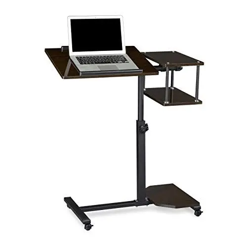 Produktbild: Relaxdays Laptoptisch höhenverstellbar XL HBT: 100 x 77 x 40 cm Großer Notebook Tisch als Sofatisch und Beistelltisch mit 4 bremsbaren Rollen für Tablet mit Mouse Ablage und Antirutsch-Leiste, schwarz