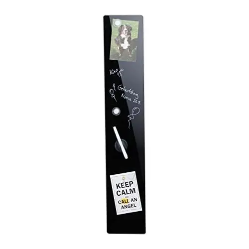 Produktbild: Relaxdays Magnettafel, beschreibbar, inkl. 3 Magnete & Stift, abwischbar, Rahmenlos, Magnetboard Glas, 15x80 cm, schwarz, 10022749_1291