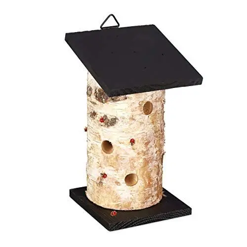 Produktbild: Relaxdays Marienkäferhaus, zum Aufhängen, Ã Marienkäferhaus, zum Aufhängen, 5 Kammern á 1,3 cm Ø, 20,5 x 12 x 12 cm, Insektenhotel Garten, Natur/schwarz, 70% 30% Holz, 1 Stück (1er Pack)