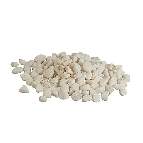 Produktbild: Relaxdays Marmorkies, 5kg, Dekosteine, 25-40mm, Kieselsteine, Gartenkiesel, Beet, Blumentopf, Grab, Zierkies, weiß