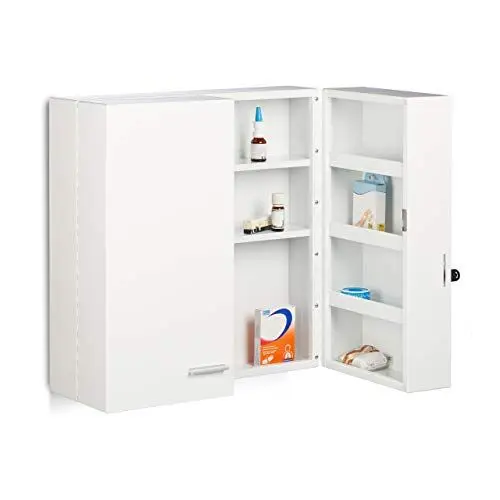 Produktbild: Relaxdays Medikamentenschrank 10021071 XXL Premium Abschließbar 2-Türig, 11 Fächer HxBxT 53 x 53 x 20 cm Medizinschrank, weiß