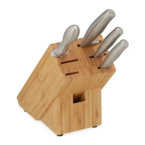 Produktbild: Relaxdays Messerblock ohne Messer, Messerständer aus Bambus, HBT: 20 x 11,5 x 23,5 cm, Küchenmesser Aufbewahrung, Natur