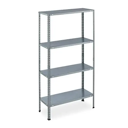 Produktbild: Relaxdays Metallregal verzinkt, HBT: 145x75,5x30 cm, 4 Böden, bis 160kg, zum Schrauben, Stahl, Lagerregal Keller, Silber