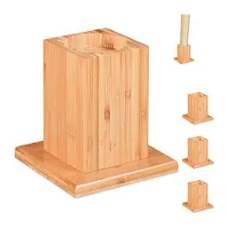 Produktbild: Relaxdays Möbelerhöher 4er Set, Erhöhung um 14 cm, für Tische, Betten und andere Möbel, HxBxT 15, 5x14,5 cm, Natur, 4 Stück
