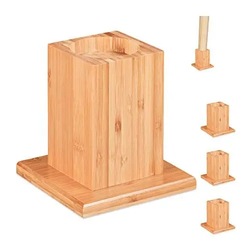 Produktbild: Relaxdays Möbelerhöher 4er Set, Erhöhung um 14 cm, für Tische, Betten und andere Möbel, HxBxT 15, 5x14,5 cm, Natur, 4 Stück