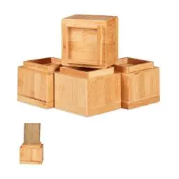Produktbild: Relaxdays Möbelerhöher 4er Set, Erhöhung um 8,5 cm, für Tische, Stühle und andere Möbel, HxBxT 10x11,5x11,5 cm, Natur, 4 Stück, 4