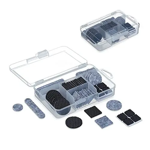 Produktbild: Relaxdays Möbelgleiter, 136er Pack, Filz, EVA, Möbelpads selbstklebend, Filzgleiter & Antirutsch-Pads, grau/schwarz