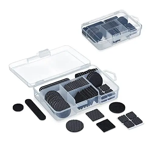 Produktbild: Relaxdays Möbelgleiter, 136er Pack, Filz, EVA, Möbelpads selbstklebend, Filzgleiter & Antirutsch-Pads mit Box, schwarz