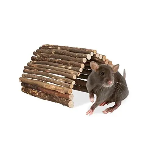 Produktbild: Relaxdays Nagerbrücke Holz, 40 x 65 cm, Käfig Zubehör Kaninchen & Meerschweinchen, biegbar, Holzbrücke Nager, Natur