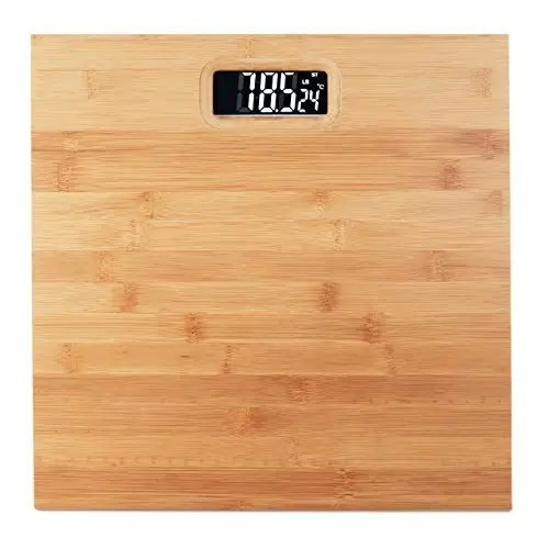 Produktbild: Relaxdays, Natur Personenwaage digital, Traglast 180 kg, Bambus, batteriebetrieben, Digitalwaage, HxBxT: 3 x 30 x 30 cm