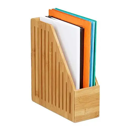 Produktbild: Relaxdays, Natur Stehsammler Bambus, A4, Zeitschriften & Dokumente, Büro, Schreibtisch, Stehordner, HBT: 30x10x26,5 cm, 1 Stück