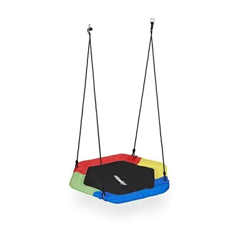Produktbild: Relaxdays Nestschaukel, BxT 100 x 113 cm, Kinder & Erwachsene, höhenverstellbar, bis 100 kg, Outdoor Hängeschaukel, bunt