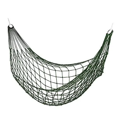Produktbild: Relaxdays Netzhängemmatte, Garten Hängematte für 1 Person, Camping, leicht, in- & Outdoor, zur Aufbewarung, dunkelgrün