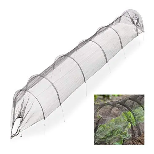 Produktbild: Relaxdays Netztunnel Garten 3,3 m, Beetabdeckung gegen Schädlinge und Insekten, feinmaschig, Pflanztunnel Bögen, schwarz, 50 x 58 x 330 cm