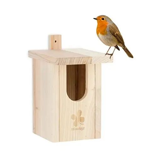 Produktbild: Relaxdays Nistkasten Halbhöhlenbrüter, naturbelassenes Holz, Einflugloch HxB 95x55 mm, Vogelhaus zum Aufhängen, Natur