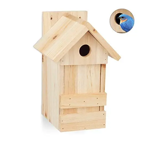 Produktbild: Relaxdays Nistkasten, Nisthöhle für Vögel, zum Aufhängen, unbehandeltes Holz, Flugloch Ø 2,8 cm, 25 x 16 x 14 cm, natur