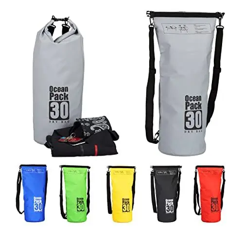 Produktbild: Relaxdays Ocean Pack 30 L, wasserabweisender Dry Bag f. Wertsachen, leichter Trockensack f. Outdoor Sport, dunkelgrau