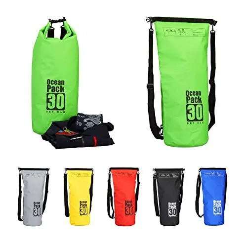 Produktbild: Relaxdays Ocean Pack 30 L, wasserabweisender Dry Bag für Wertsachen, leichter Trockensack für Outdoor Sport, grün