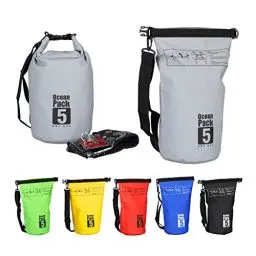 Produktbild: Relaxdays Ocean Pack, 5L, wasserdicht, Packsack, leichter Dry Bag, Trockentasche, Segeln, Ski, Snowboarden, dunkelgrau, 38 cm