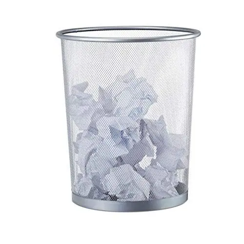 Produktbild: Relaxdays Papierkorb Metall, großer Papiereimer fürs Büro, Runder Mülleimer 20 Liter, Draht, 30 cm Ø, 35 cm hoch, silber