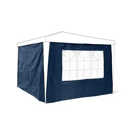 Produktbild: Relaxdays Pavillon-Seitenteile 2-er Set für 3 x 3 m Pavillons Seitenwand mit Fenster für Gartenpavillon und Faltpavillon 2 Teile mit Klettverschluss als Windschutz und Sichtschutz für Partyzelt, blau