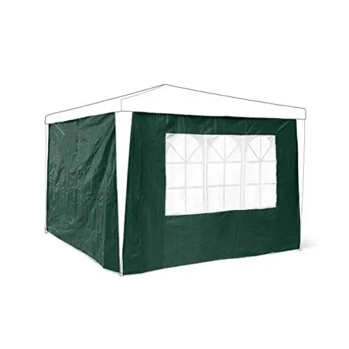 Produktbild: Relaxdays Pavillon-Seitenteile 2-er Set für 3 x 3 m Pavillons Seitenwand mit Fenster für Gartenpavillon und Faltpavillon 2 Teile mit Klettverschluss als Windschutz und Sichtschutz für Partyzelt, grün