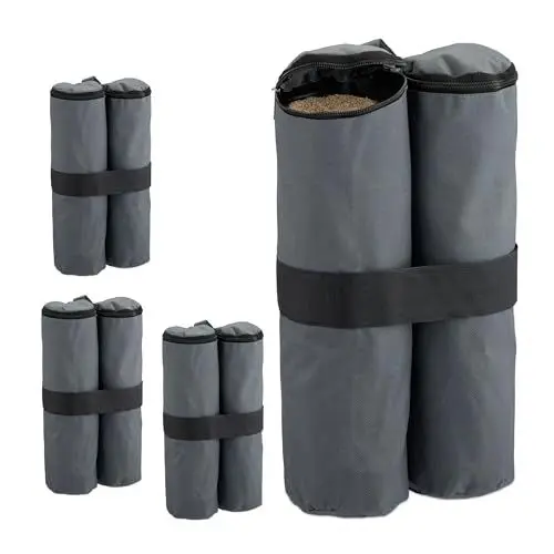 Produktbild: Relaxdays Pavillon Sandsäcke, 4er Set, Oxford-Gewebe, zum Befüllen mit Sand, Beschwerer Partyzelte, Gewichtssäcke, blau