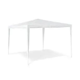 Produktbild: Relaxdays Pavillon Zelt HBT: 2,5 x 3 x 3 m Gartenpavillon mit quadratischer Fläche und Dach aus 100% PE Partyzelt für Festival oder Feier Pavilion mit Stahlgestell Pavillion, weiß