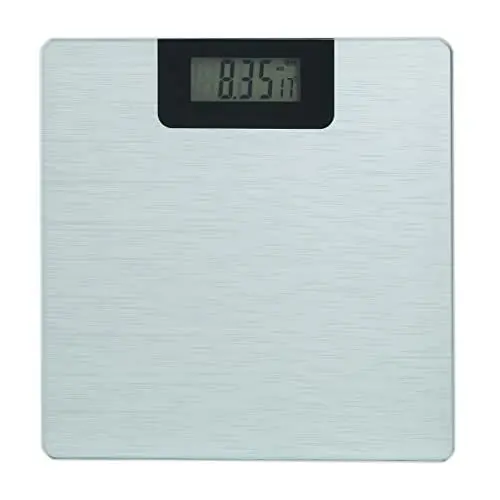 Produktbild: Relaxdays Personenwaage, Glas, Digitale Körperwaage, bis 180 kg, Temperatur-& Batteriestandsanzeige, kg & lbs, Silber